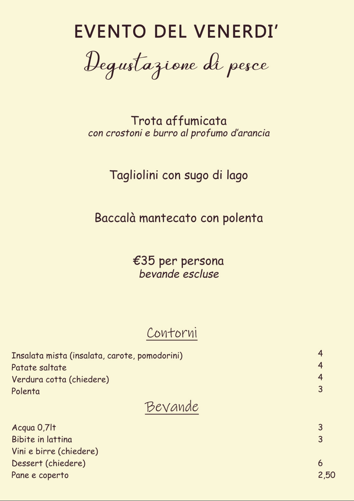 Menù degustazione pesce